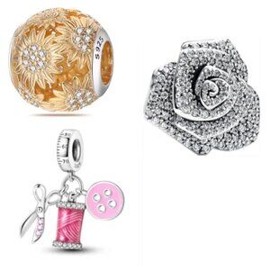 Bundle of 3 Charm Compatible with Pandora Bracelet
